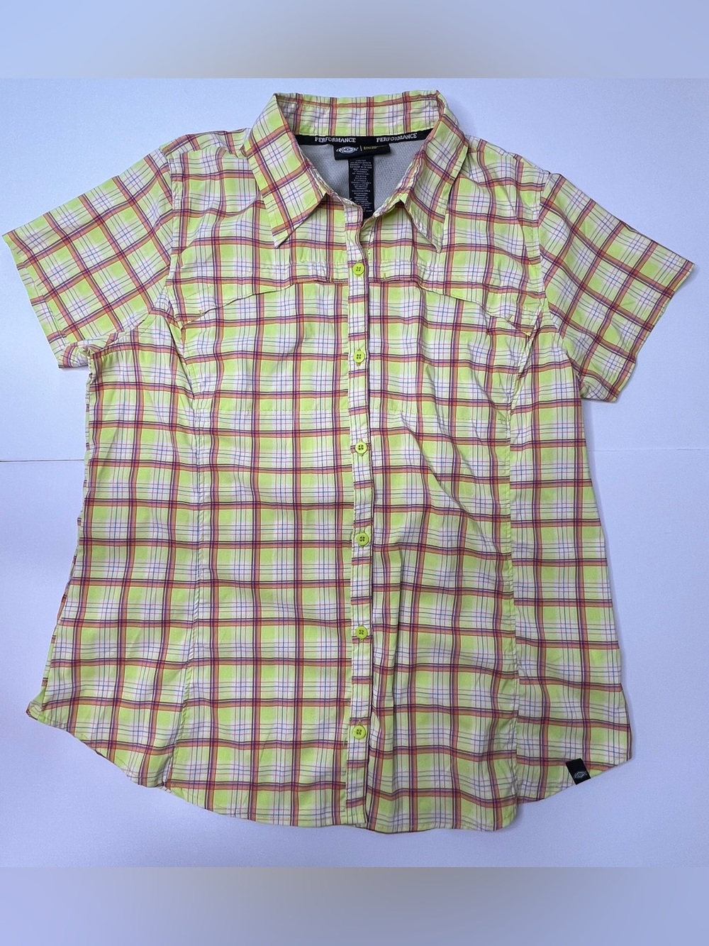Dickies Performance System Womens Plaid Short Sleeve Shirt Large Outdoor Utility